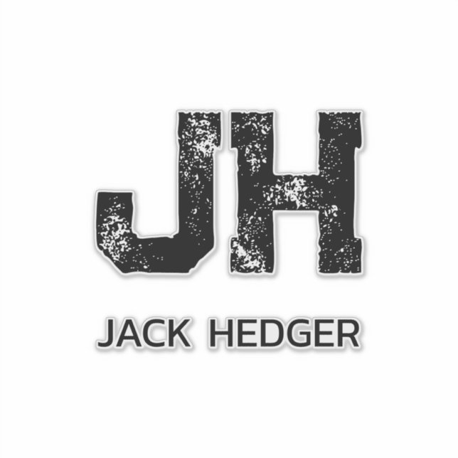 PEGATINA MINIMALIST BLACK TWO LETTER MONOGRAM NAME CLEAR (Anverso)