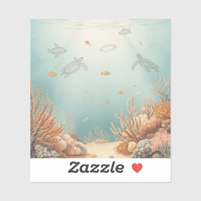 Pegatina Minimalist Coral Reef Painting Images collection  (Hoja)