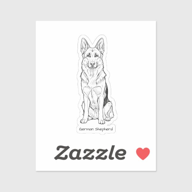 Pegatina Minimalist German Shepherd Dog Line Art  (Hoja)
