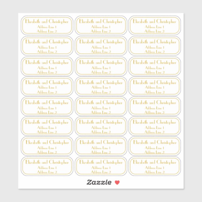 Pegatina Minimalist Gold Couple Return Address Transparent  (Hoja)