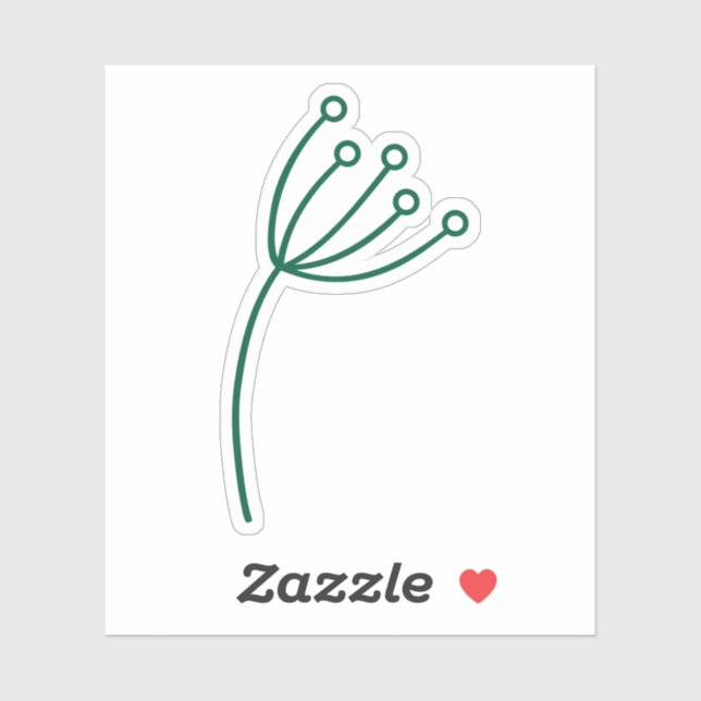 Pegatina Minimalist Green Line Art (Hoja)