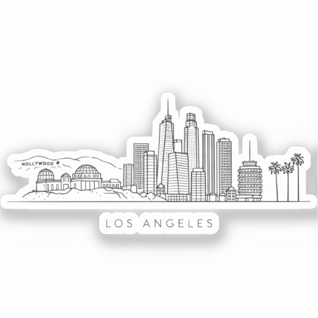 Pegatina Minimalist Los Angeles Skyline Illustration (Anverso)
