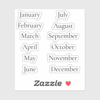 Pegatina Minimalist Month Stickers January–December Scrip
