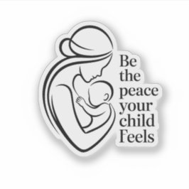 Pegatina Minimalist Mother Baby Line Art Quote