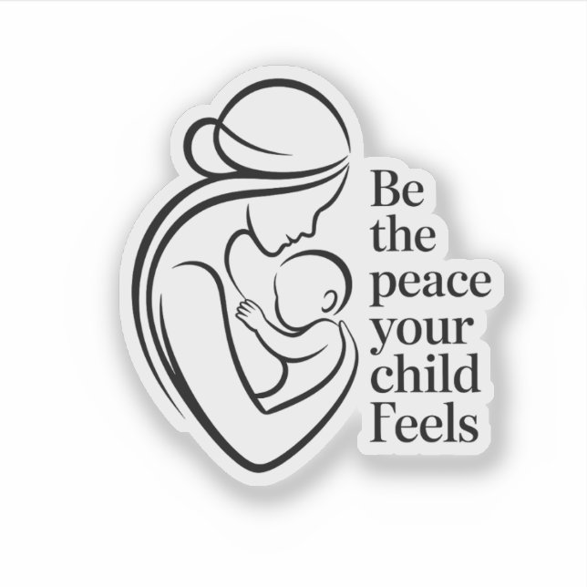 Pegatina Minimalist Mother Baby Line Art Quote (Anverso)