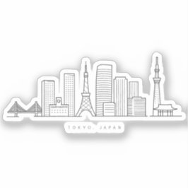 Pegatina Minimalist Tokyo Skyline Illustration