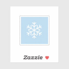 Pegatina Minimalist White Snowflake on Pastel Blue Winter