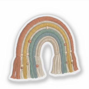 Pegatina Minimalista Boho Macramé Arcoíris