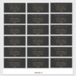Pegatina Minimalista dirección de invitado de Boda negro mo<br><div class="desc">Una sencilla dirección minimalista de invitado de fondo negro con "Por favor, entregue" el texto del guión. El texto y las líneas están en un oro antiguo arenoso. Simplemente agregue nombres y direcciones para completarlos. 18 etiquetas por hoja. El texto del guión no es editable excepto por el diseñador. Diseño...</div>