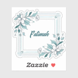 Pegatina Mínimo moderno Floral Blanco y Verde Nombre