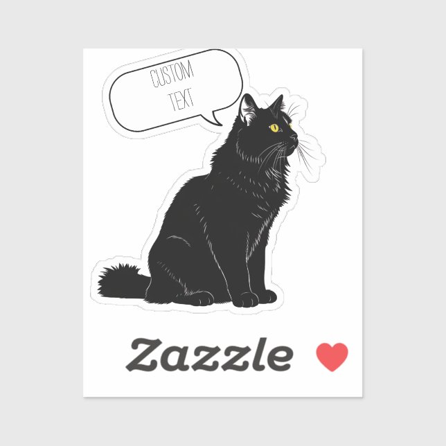 Pegatina Mirada brillante: Gato negro floffy personalizado (Hoja)