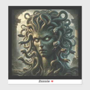 Pegatina Mirada de Medusa Cabeza de la Muerte de Serpientes