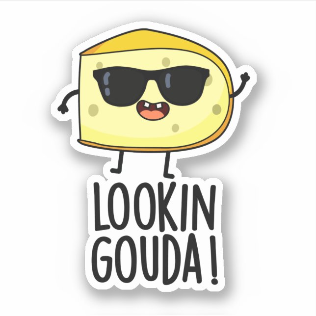 Pegatina Mirando a Gouda Funny Cheese Pun (Anverso)