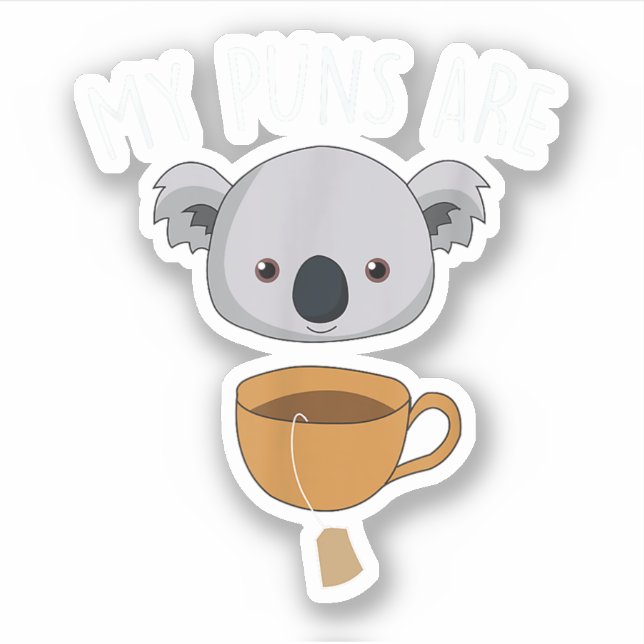 Pegatina Mis chistes son divertidos animales de té koala (Anverso)