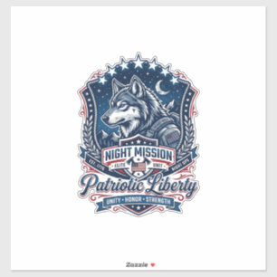 Pegatina Misión Nocturna Patriótica Lobo Patriota Inspirado