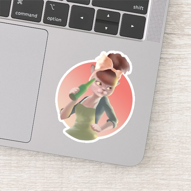 Pegatina Miss Meow - Serie nocturna de bares (Detalle)