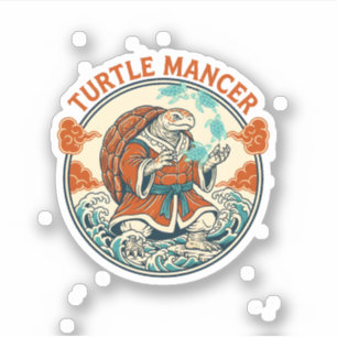 Pegatina Místico de Tortuga Mancer Oleadas Oceánicas Arte J