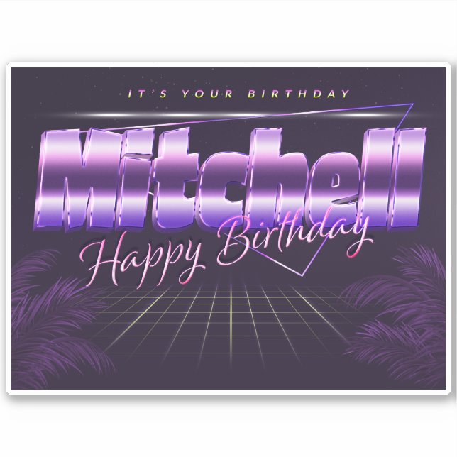 Pegatina Mitchell Name Vorname retro Sticker Geburtstag (Anverso)