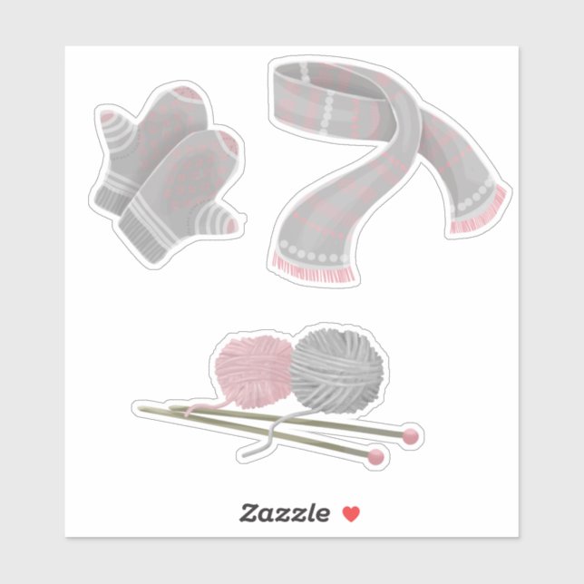 Pegatina Mitones hilados de pañoletas agujas de punto (Hoja)