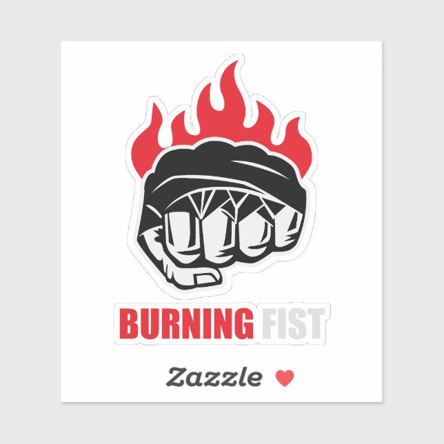 Pegatina MMA Fighter Burning Fist (Hoja)