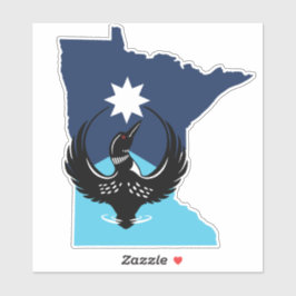Pegatina MN Loon Rising - bandera del estado de MN