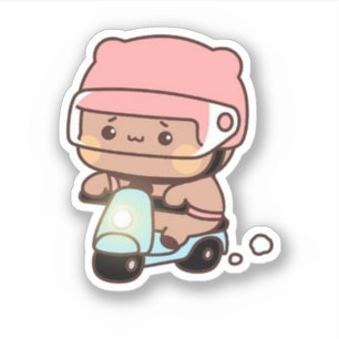 Pegatina Mochi Brownie Bear Bicicleta