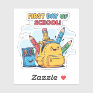 Pegatina ¡Mochila de dibujos animados para el primer día de
