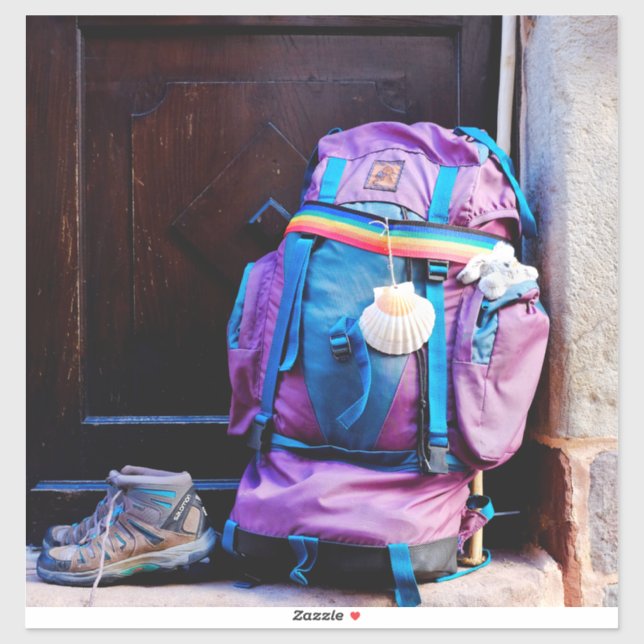 Pegatina Mochila de peregrino (Hoja)