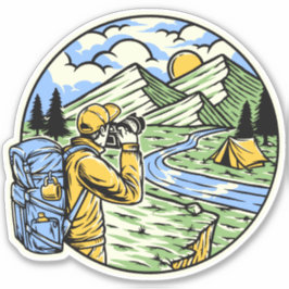 Pegatina Mochila Para Caminata Fotógrafo De Naturaleza