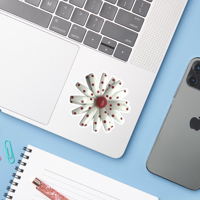 Pegatina MOD Polka Dot White Daisy Flower Spring Wedding (Ordenado portátil con iPhone)