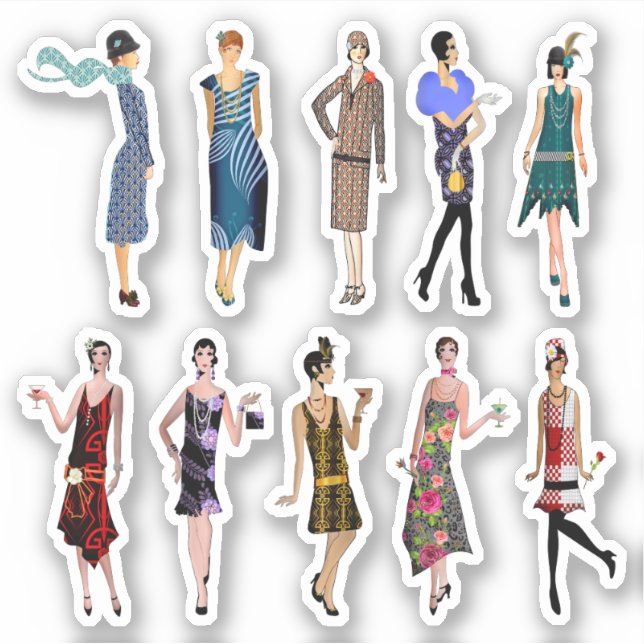 Pegatina Moda alta de las mujeres del Art Deco (Anverso)