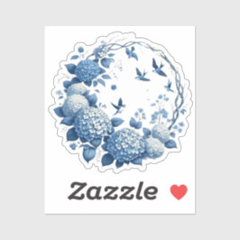 Pegatina Moda Chinoiserie, hierba de las hidrangeas y los p