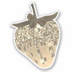 Pegatina Moda Cuta Girly Gold Purpurina estético Fresa