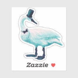 Pegatina Moda de pájaro vintage: Caballero con sombrero sup