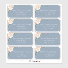 Pegatina Moda Dusty Blue Peach Boda Floral Dirección de inv
