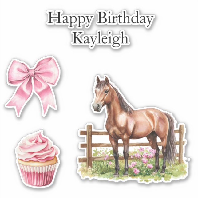 Pegatina Moda Girly Pink Bows Cumpleaños (Anverso)