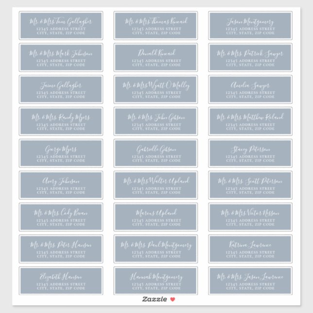 Pegatina Moda Script Dusty Blue Guest Address Labs (Hoja)