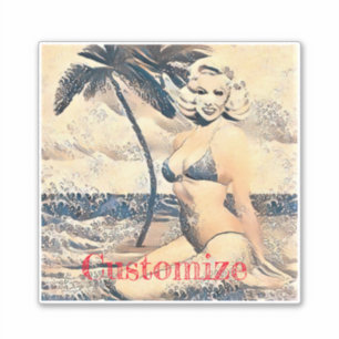 Pegatina Modelo de bikini rubio de rodilla Thunder_Cove