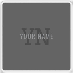 Pegatina Modern Dark Gray Monogrammed Name (u otro texto)