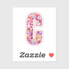 Pegatina Modern Elegant Colorful Floral Initial Letter C