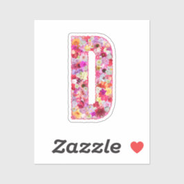 Pegatina Modern Elegant Colorful Floral Initial Letter D
