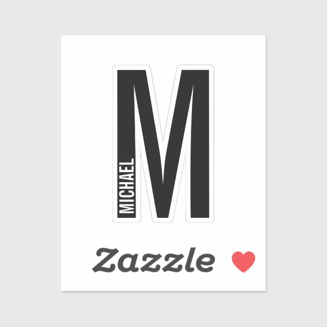 Pegatina Modern Personalized Bold Monogram and Name (Hoja)