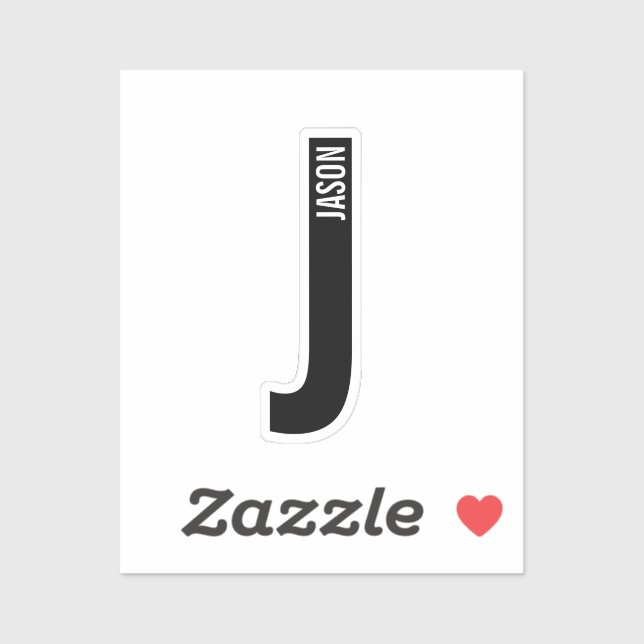 Pegatina Modern Personalized Bold Monogram and Name (Hoja)