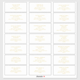 Pegatina Moderna dirección de invitado del Boda Minimalista
