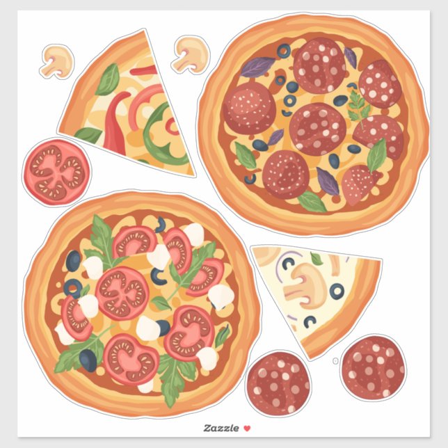 Pegatina Moderna pizza Pepperoni Alimentos Diversión (Hoja)