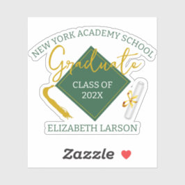 Pegatina Moderna y elegante Graduación temática verde