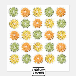 Pegatina Moderno Mínimo Fresco Crochet Citrus Slices Round