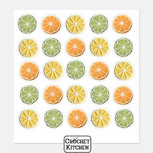 Pegatina Moderno Mínimo Fresco Crochet Citrus Slices Round