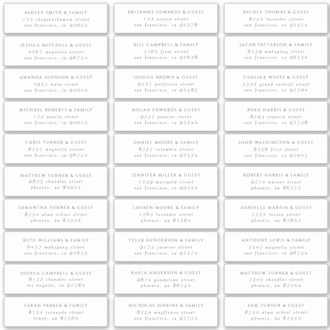 Pegatina Moderno y elegante Moda de nombres de invitados, d (Anverso)