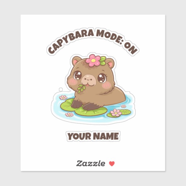 Pegatina Modo Capybara Kawaii Lindo Personalizado (Hoja)